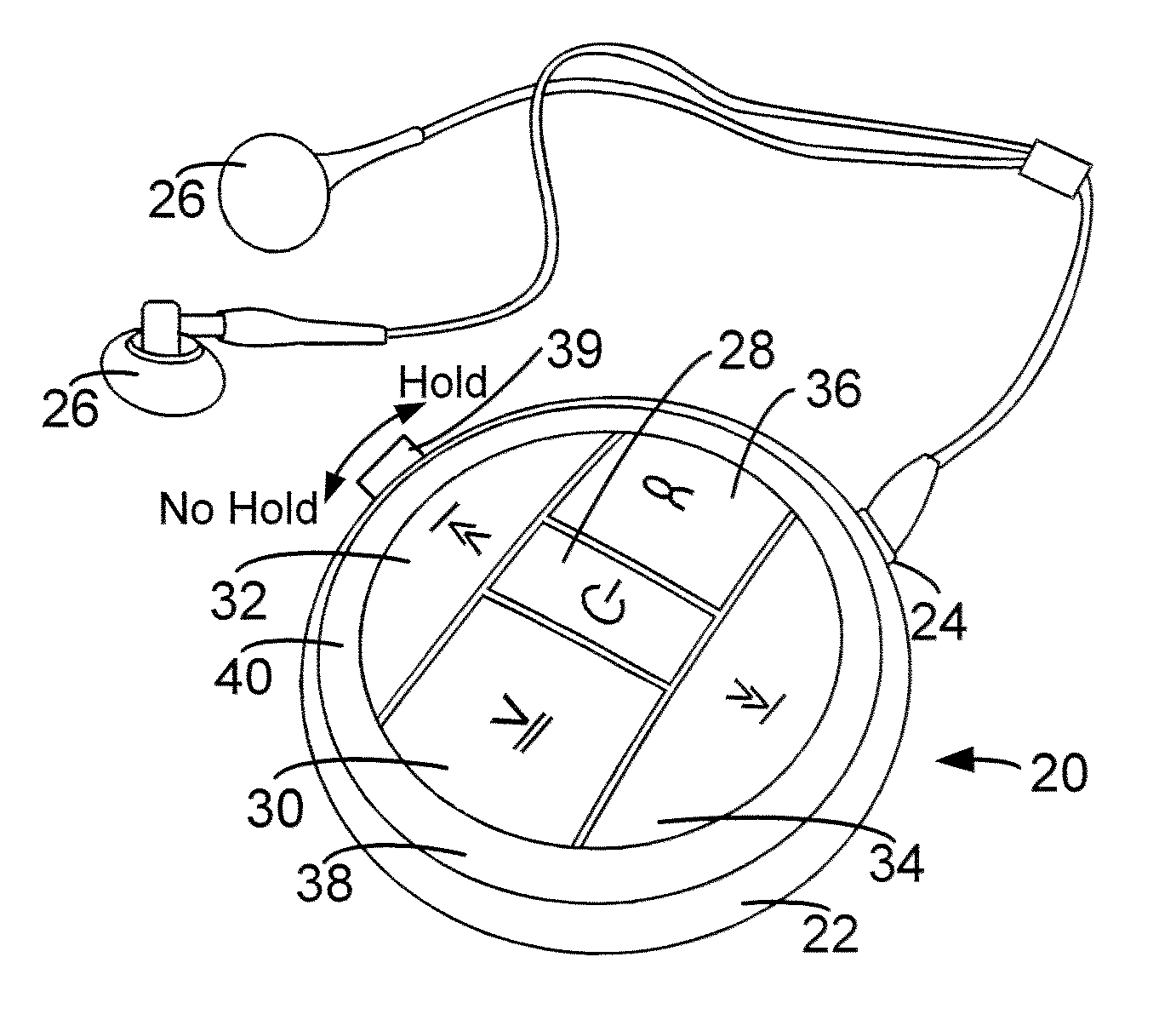 Portable, digital media player and associated methods