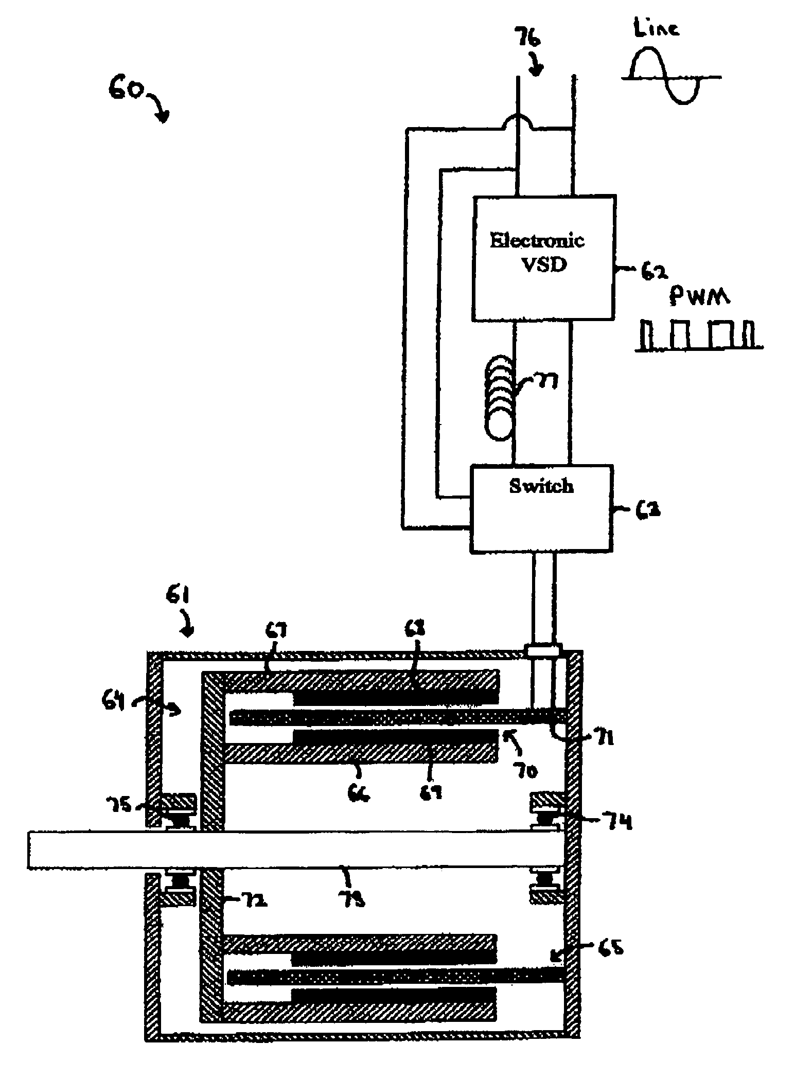 Line synchronous air core motor