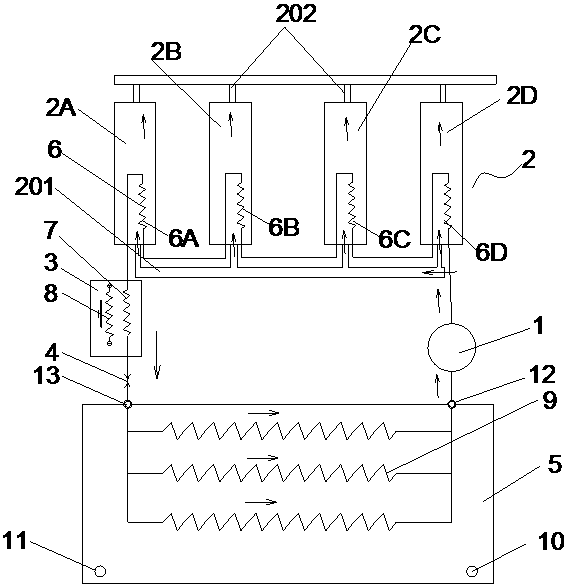 Multistage high-position heat extraction and high-efficiency waste heat evaporation and heat absorption combined heating and water heating integrated machine and operation method thereof