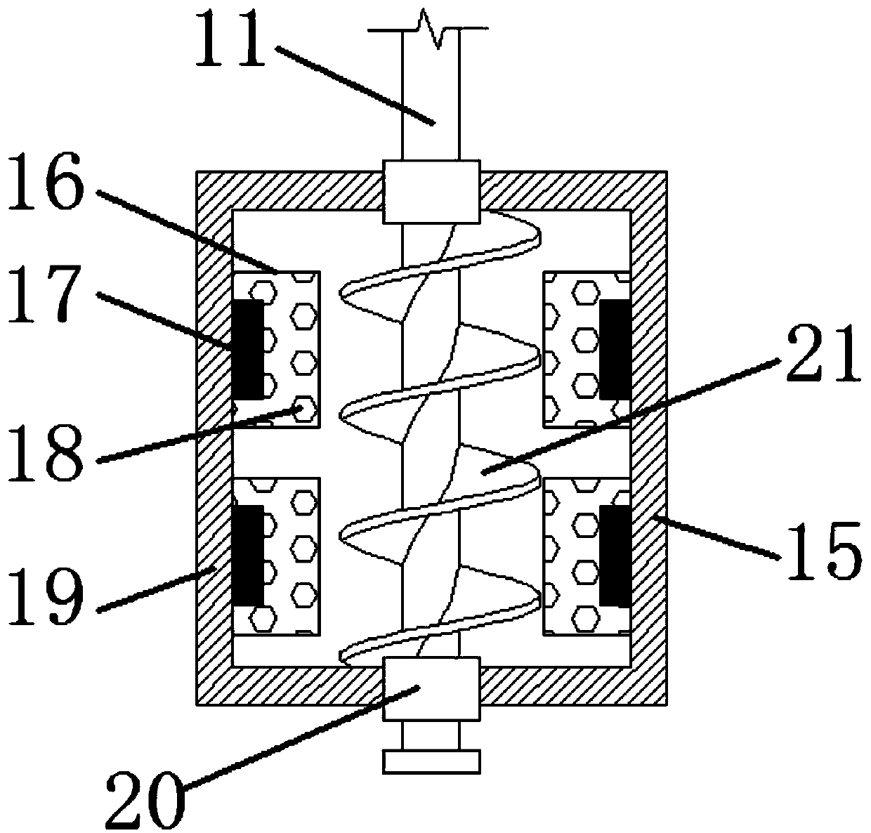 A stirring and centrifugal separation device for removing ferromagnetism architectural paint