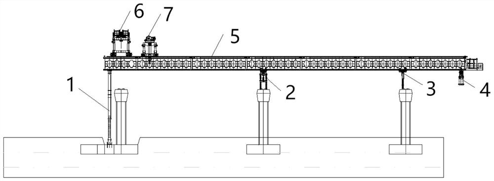 Pier and beam integrated bridge girder erection machine and hole passing construction method