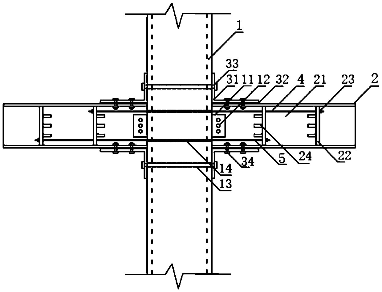 Self-reset concrete-filled steel tube column-steel beam node connecting device