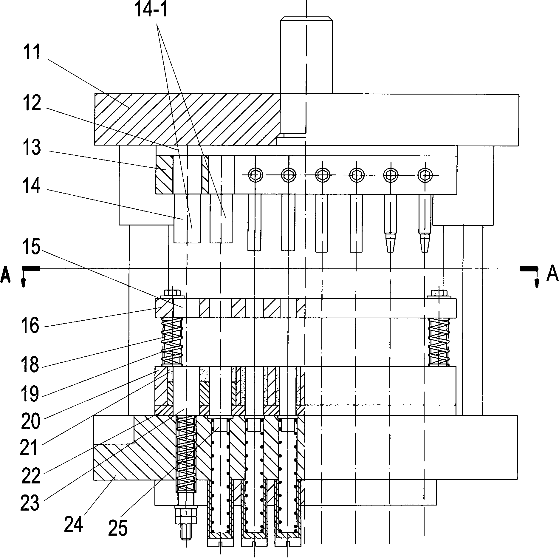 Polarized capacitor aluminum case multi-station belt material continuous deep-drawing technique and continuous tandem die