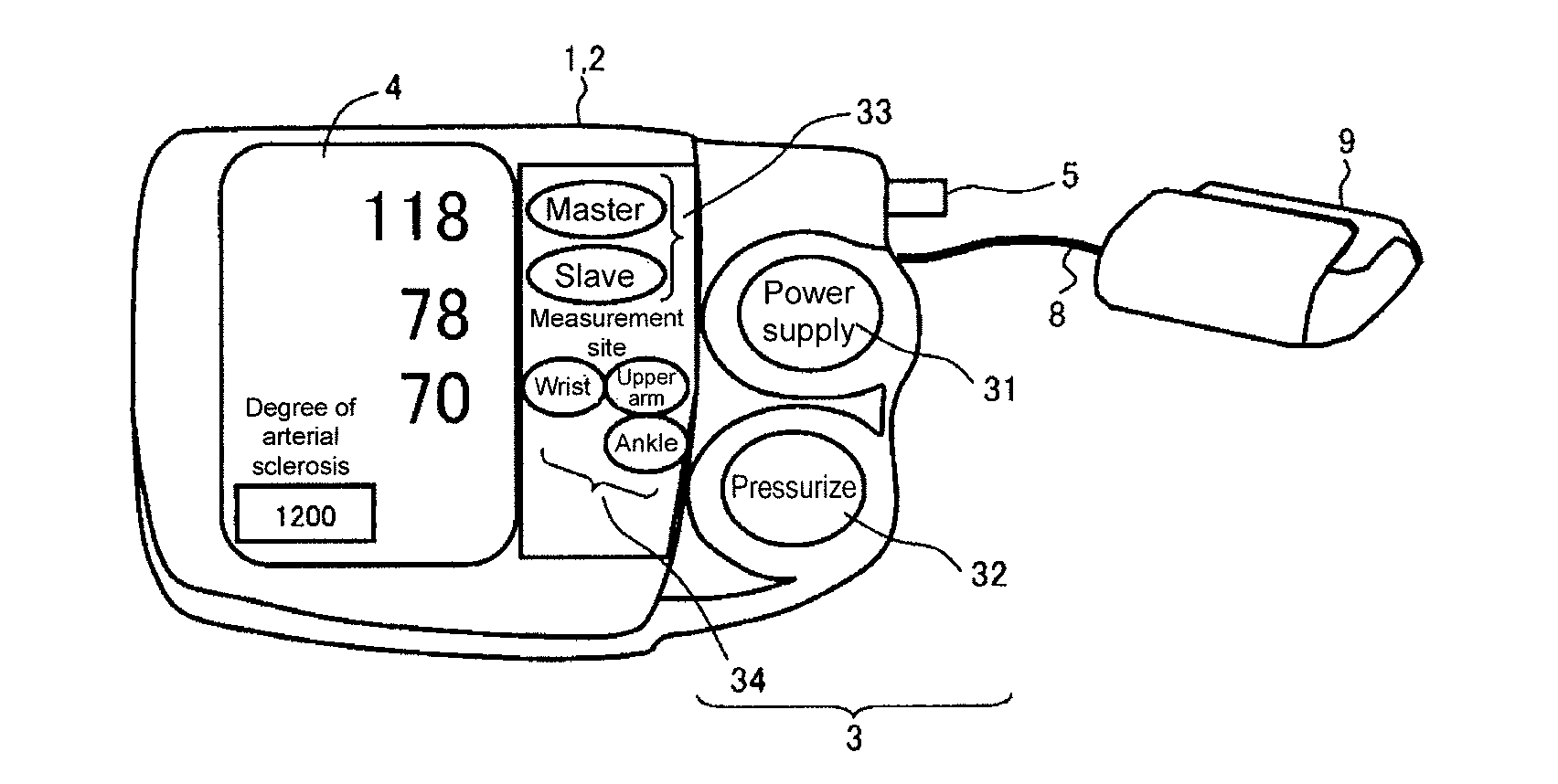 Device for measuring information regarding blood pressure