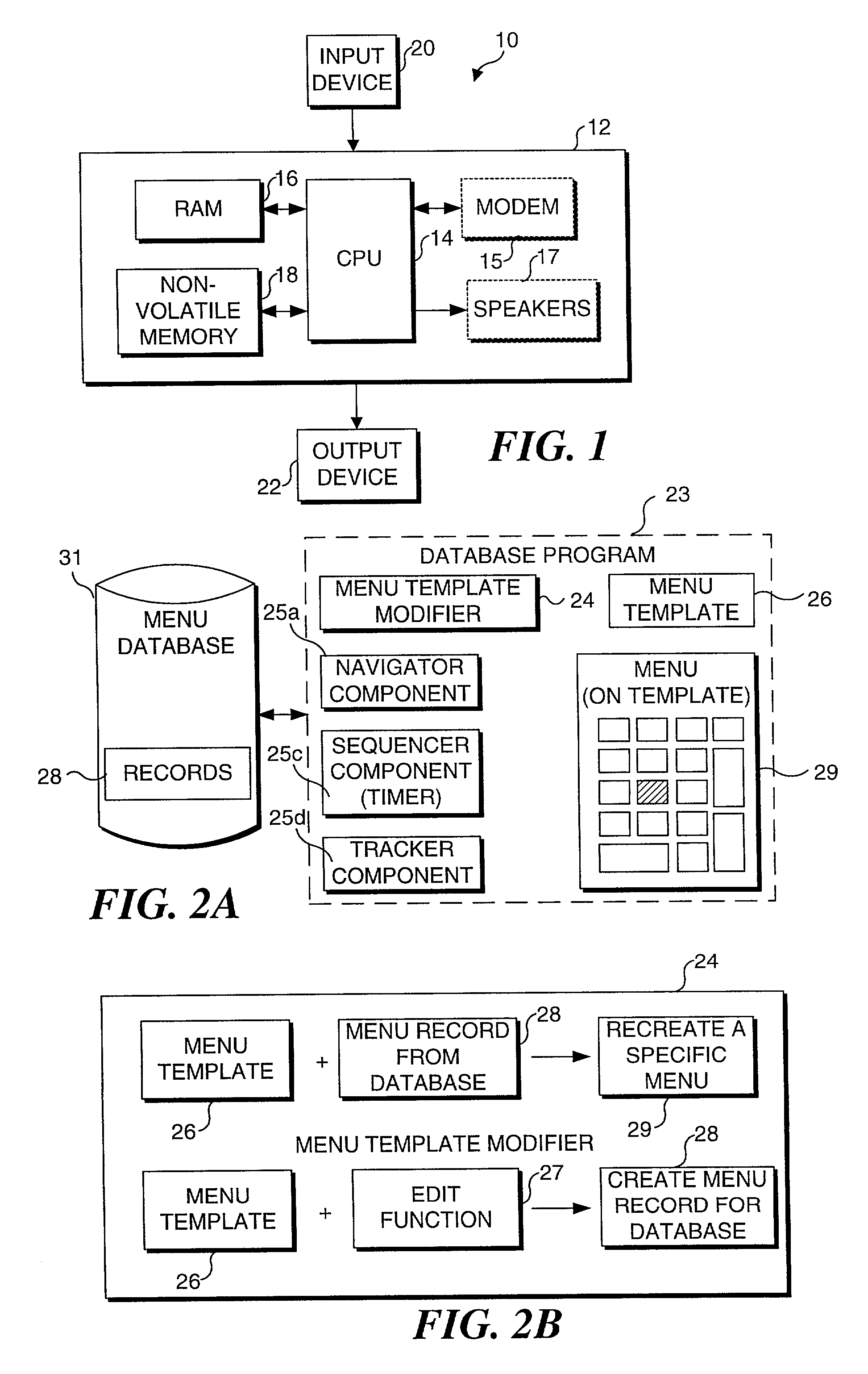 Method for generating and navigating a plurality of menus using a database and a menu template