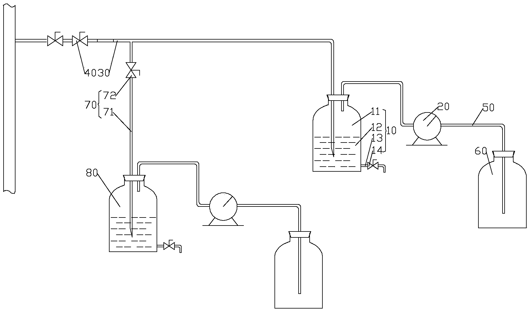 Detecting device for wax content in synthetic gas