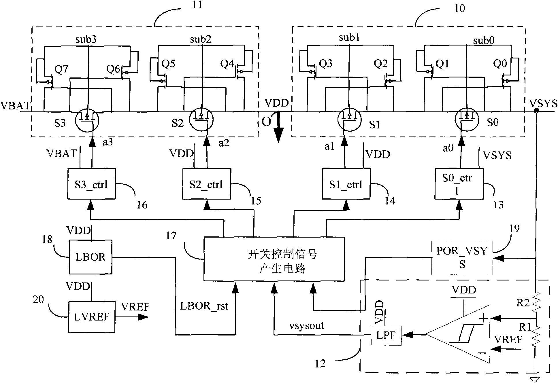 Method for switching main power supply and backup power supply and switching circuit