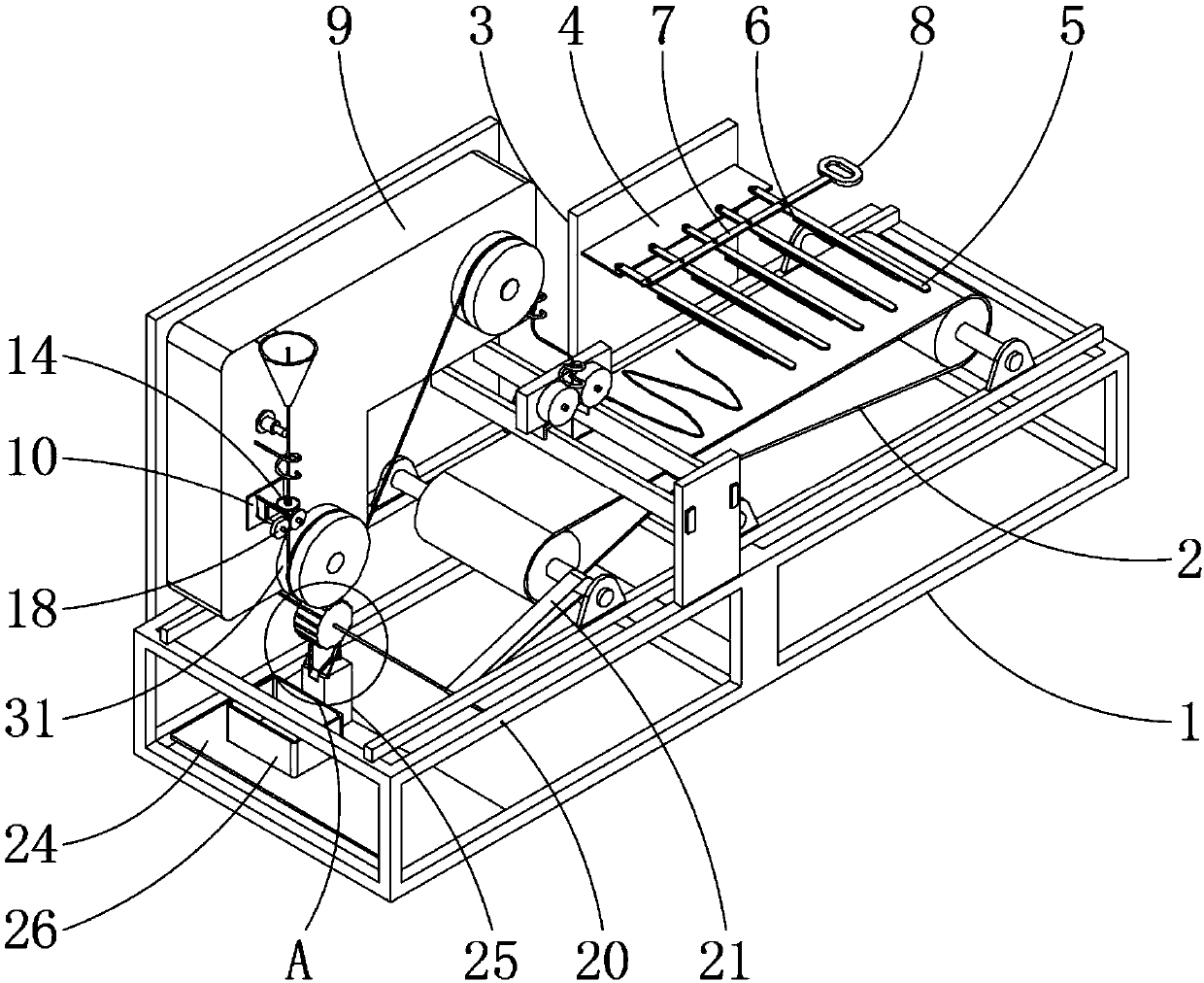 Chemical fiber yarn transferring traction device