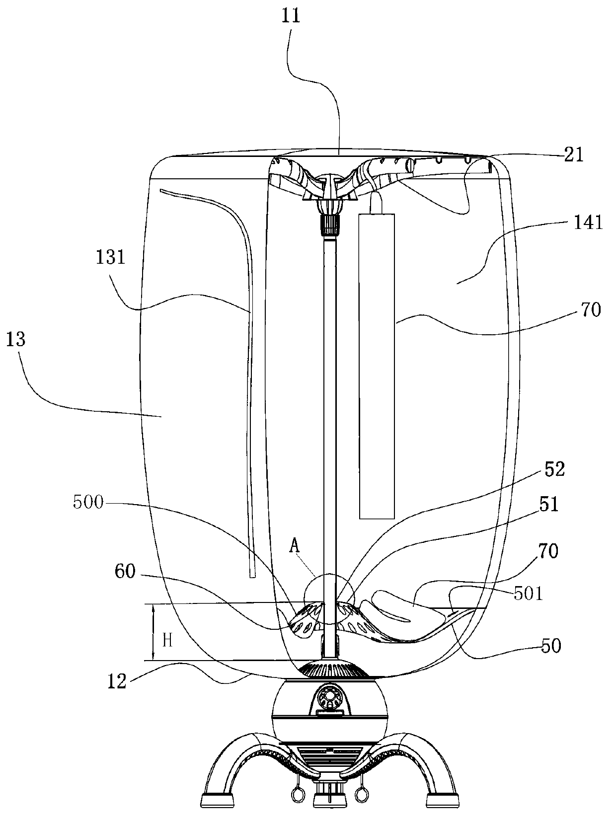 Stand column supporting fabric shade type dryer