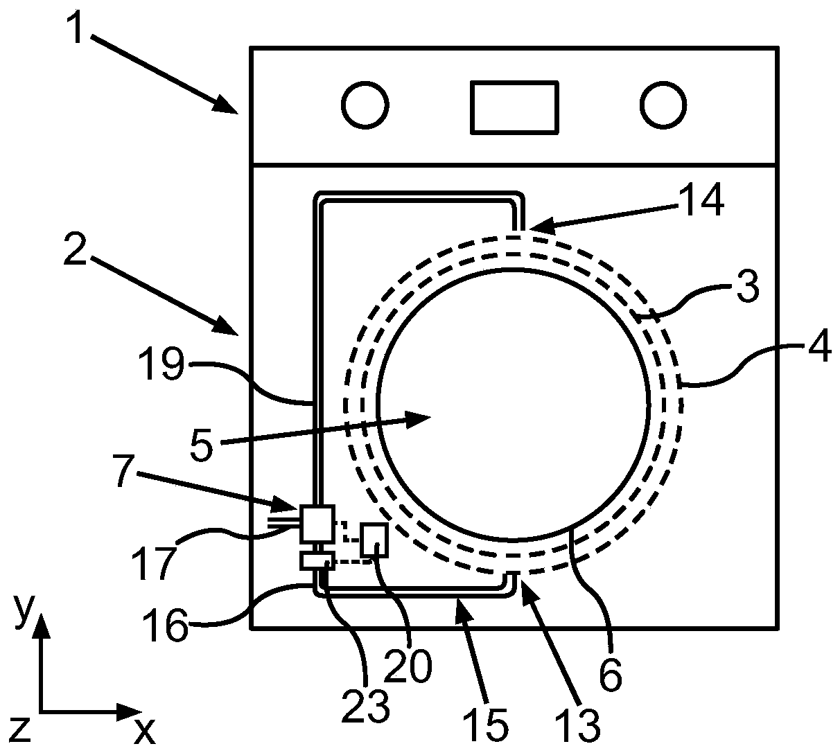 Household device for cleaning items of laundry and method for operating a household device