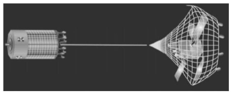 Space flying net launching device and launching method