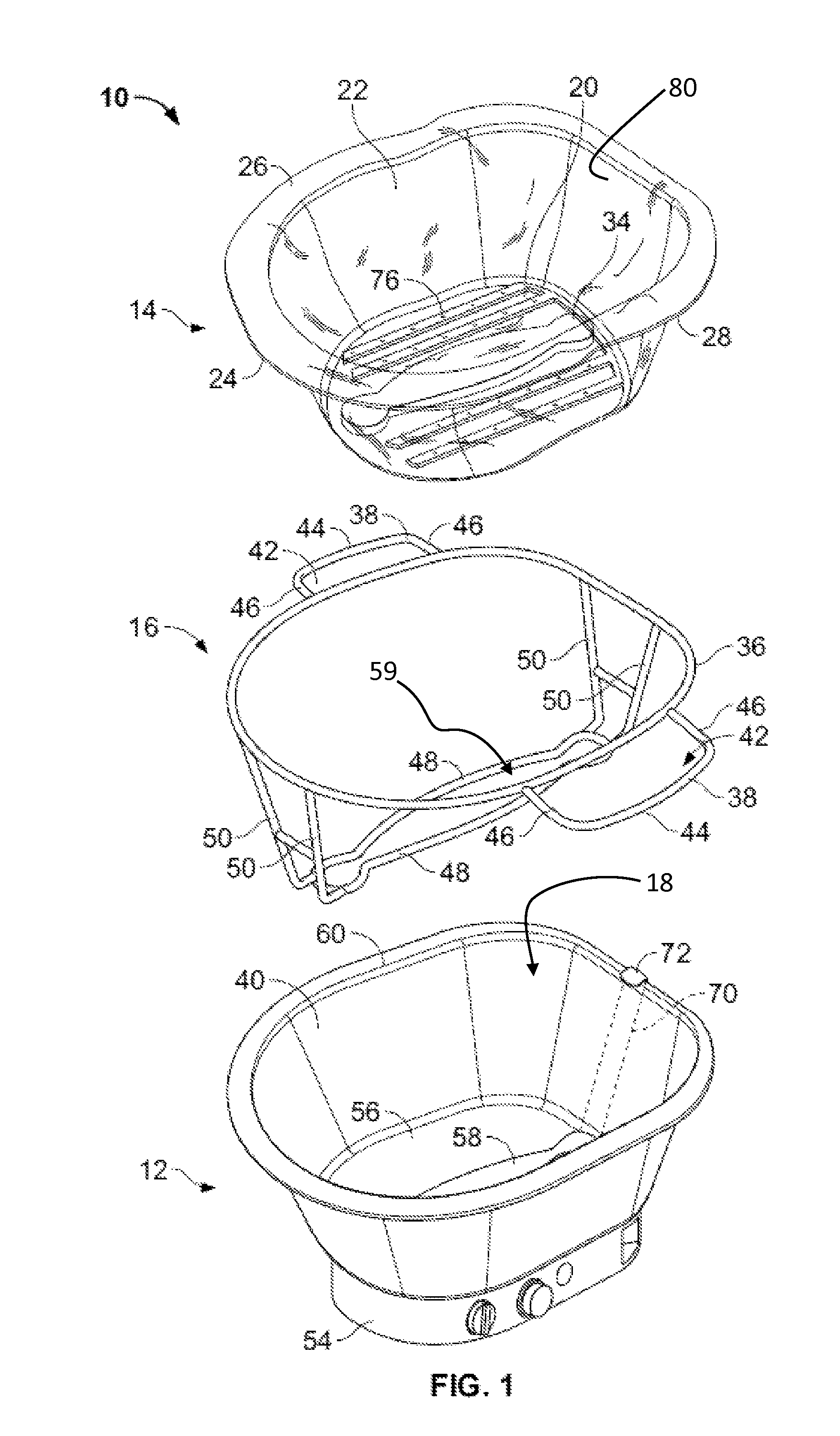 Soaking basin having disposable liner and support frame