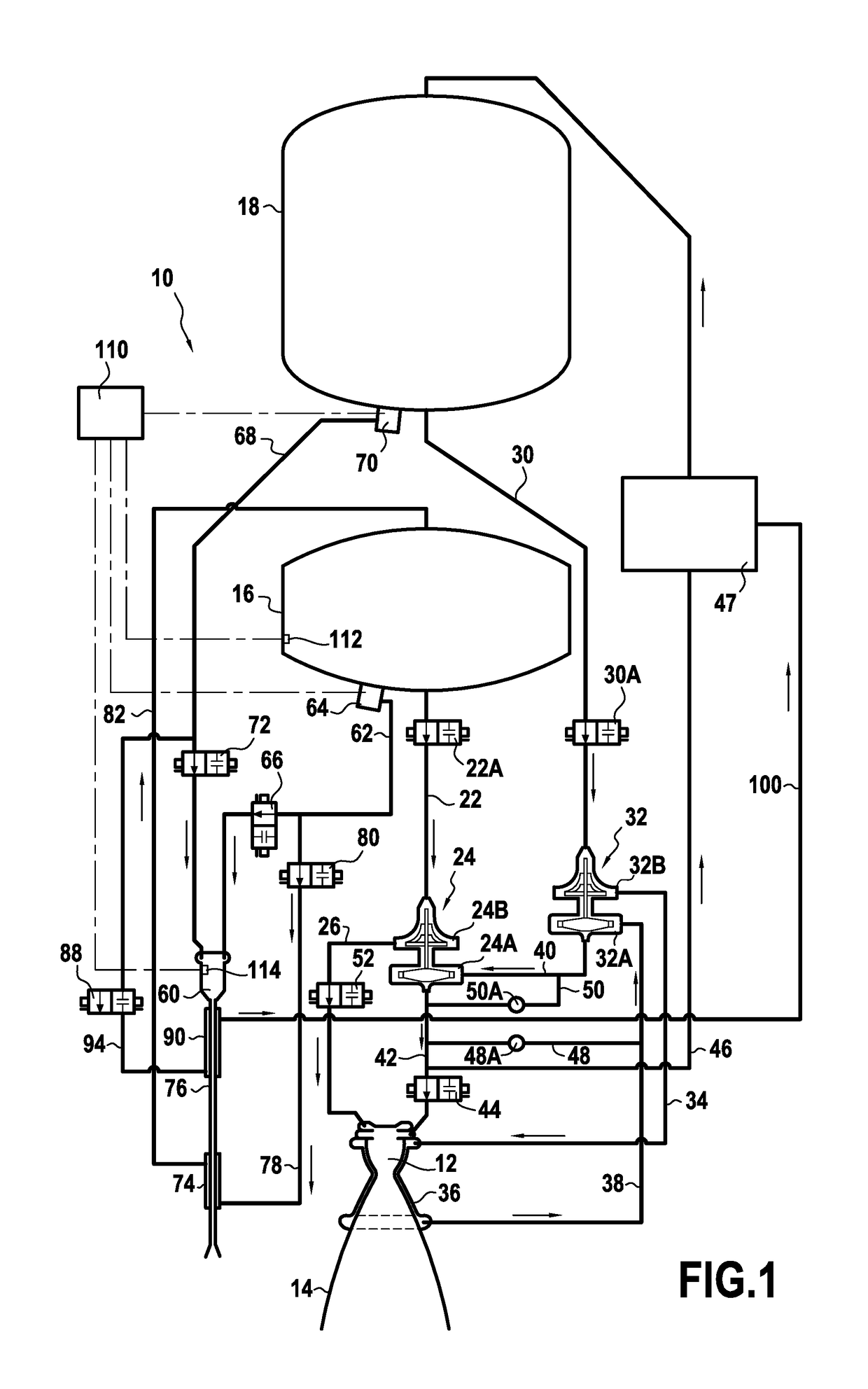 Method of regulating the pressure within a first rocket engine propellant tank