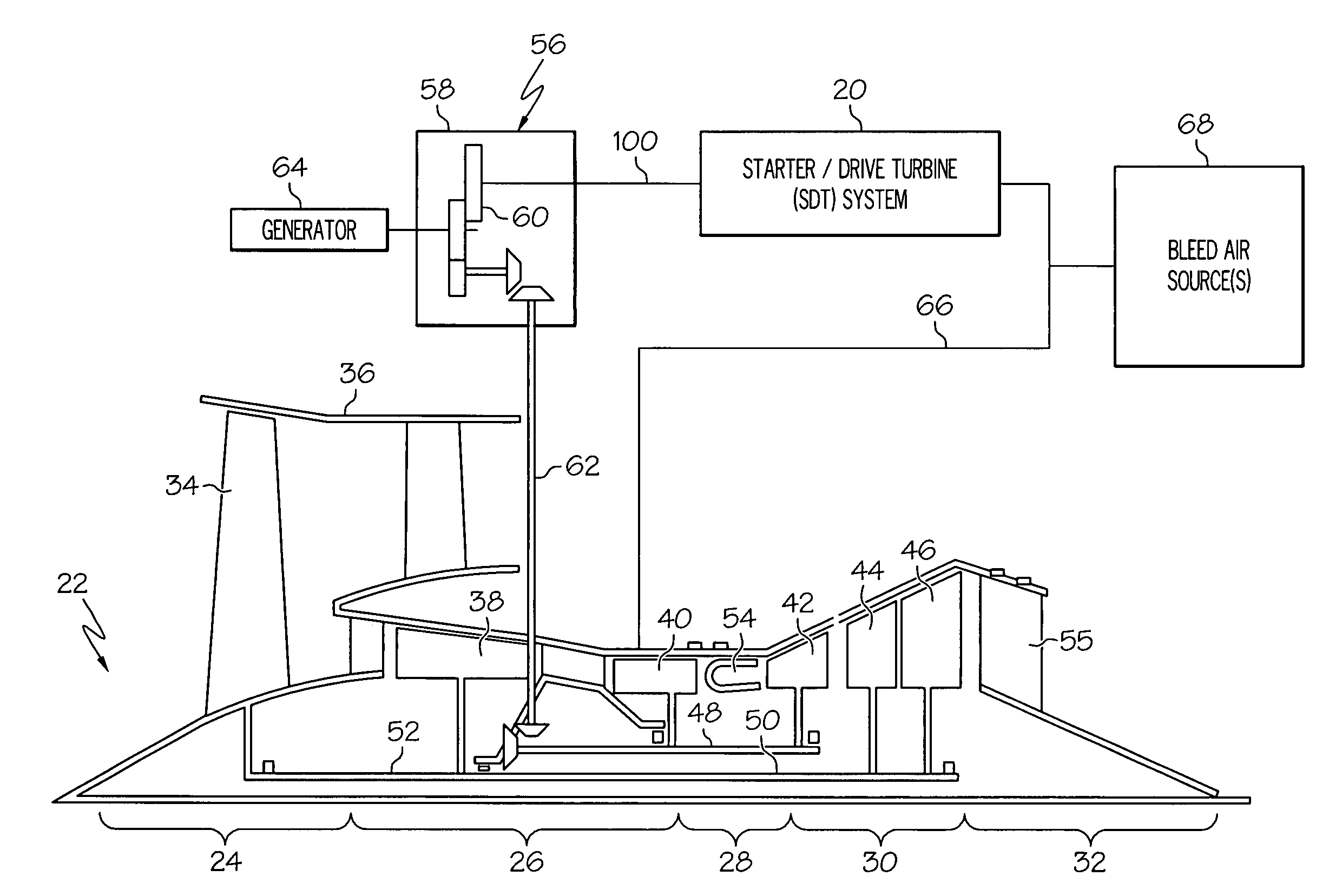 Bi-modal turbine assembly and starter / drive turbine system employing the same