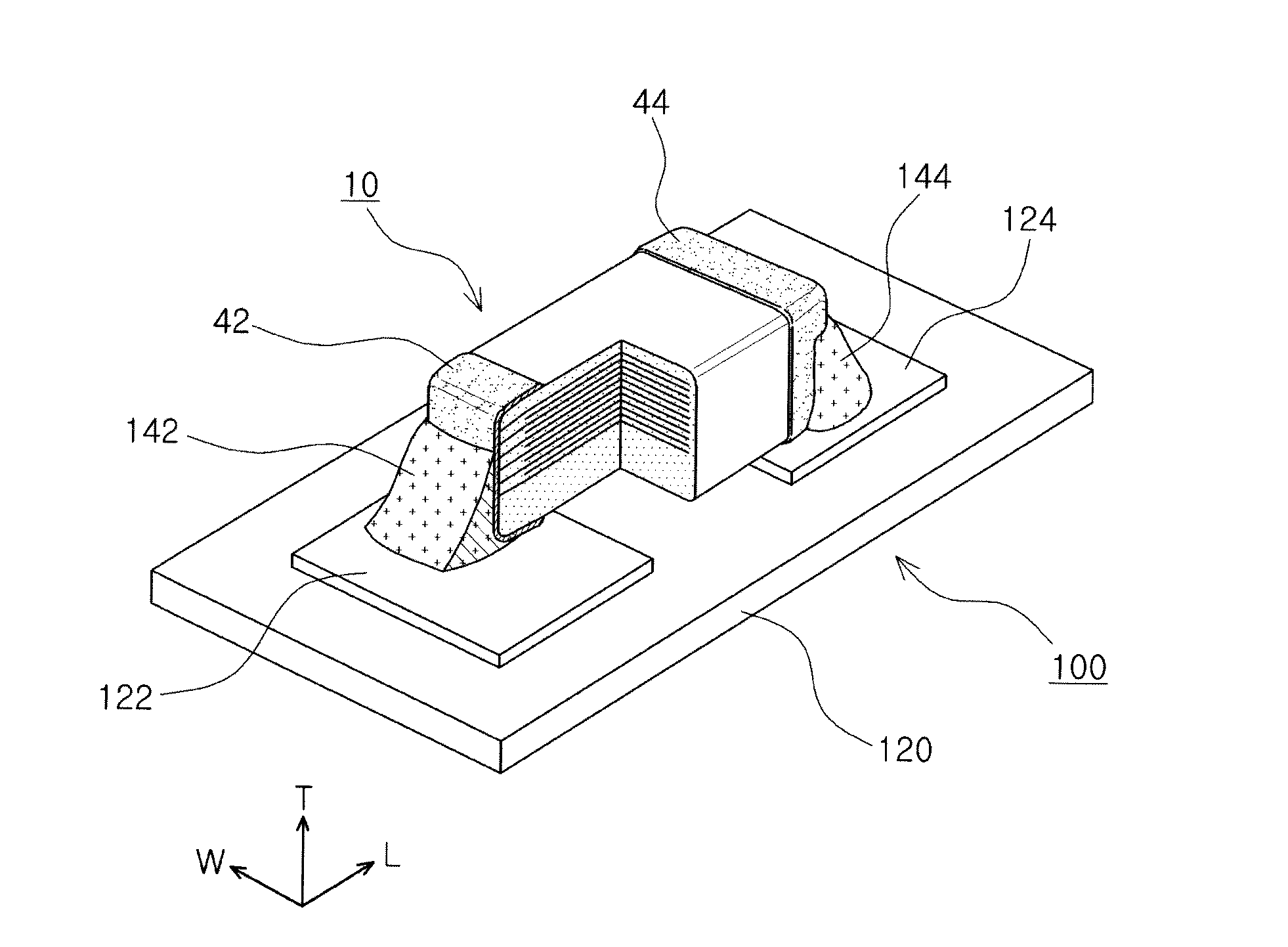 Laminated chip electronic component, board for mounting the same, and packing unit thereof