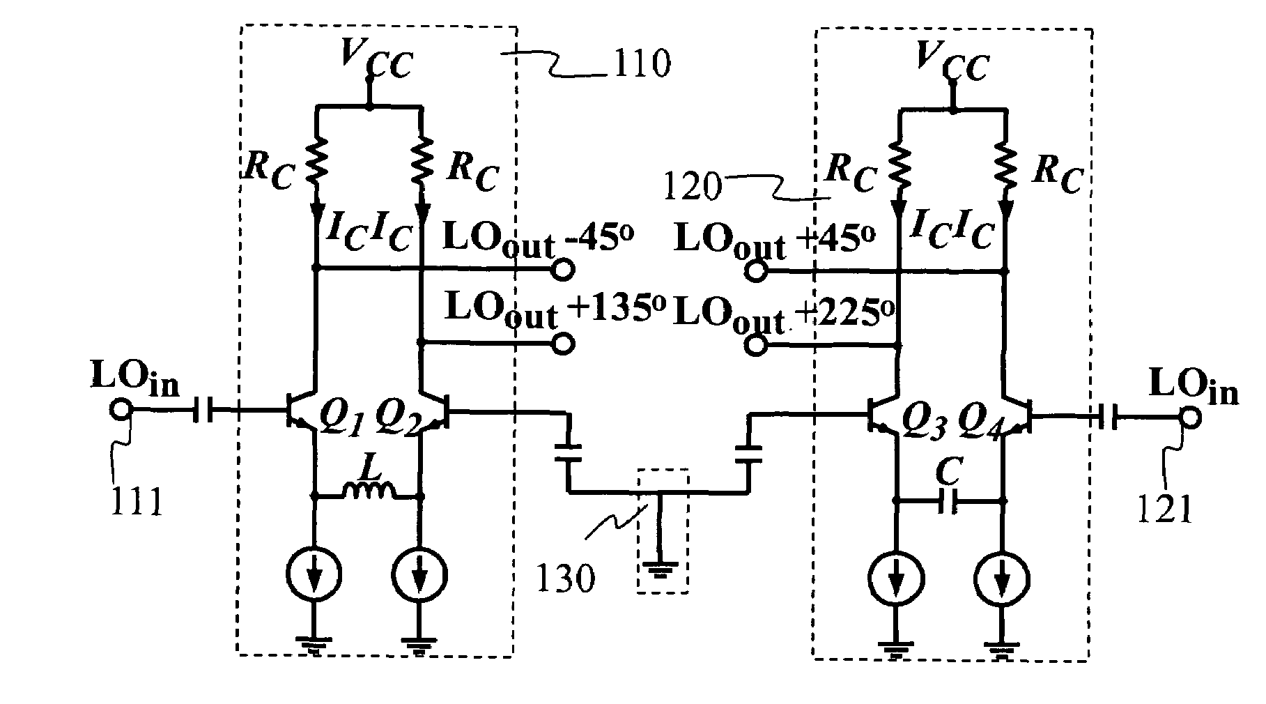 Active 90-degree phase shifter with LC-type emitter degeneration and quadrature modulator IC using the same