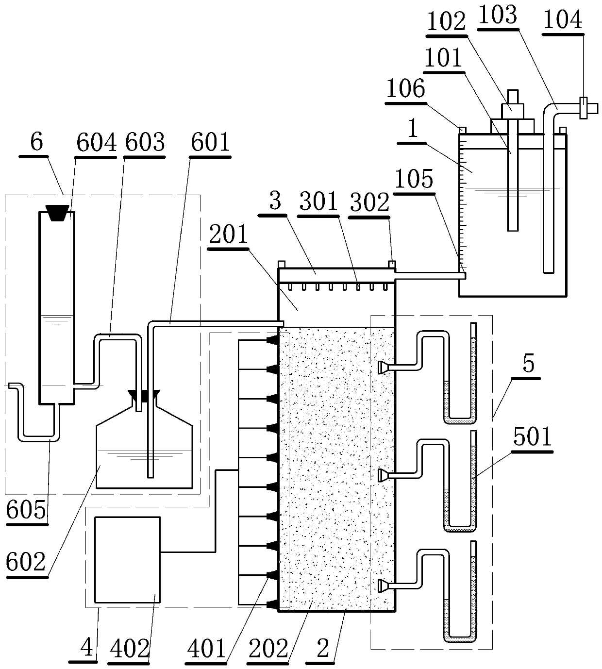 Soil rainfall infiltration measurement system and method considering air resistance effect