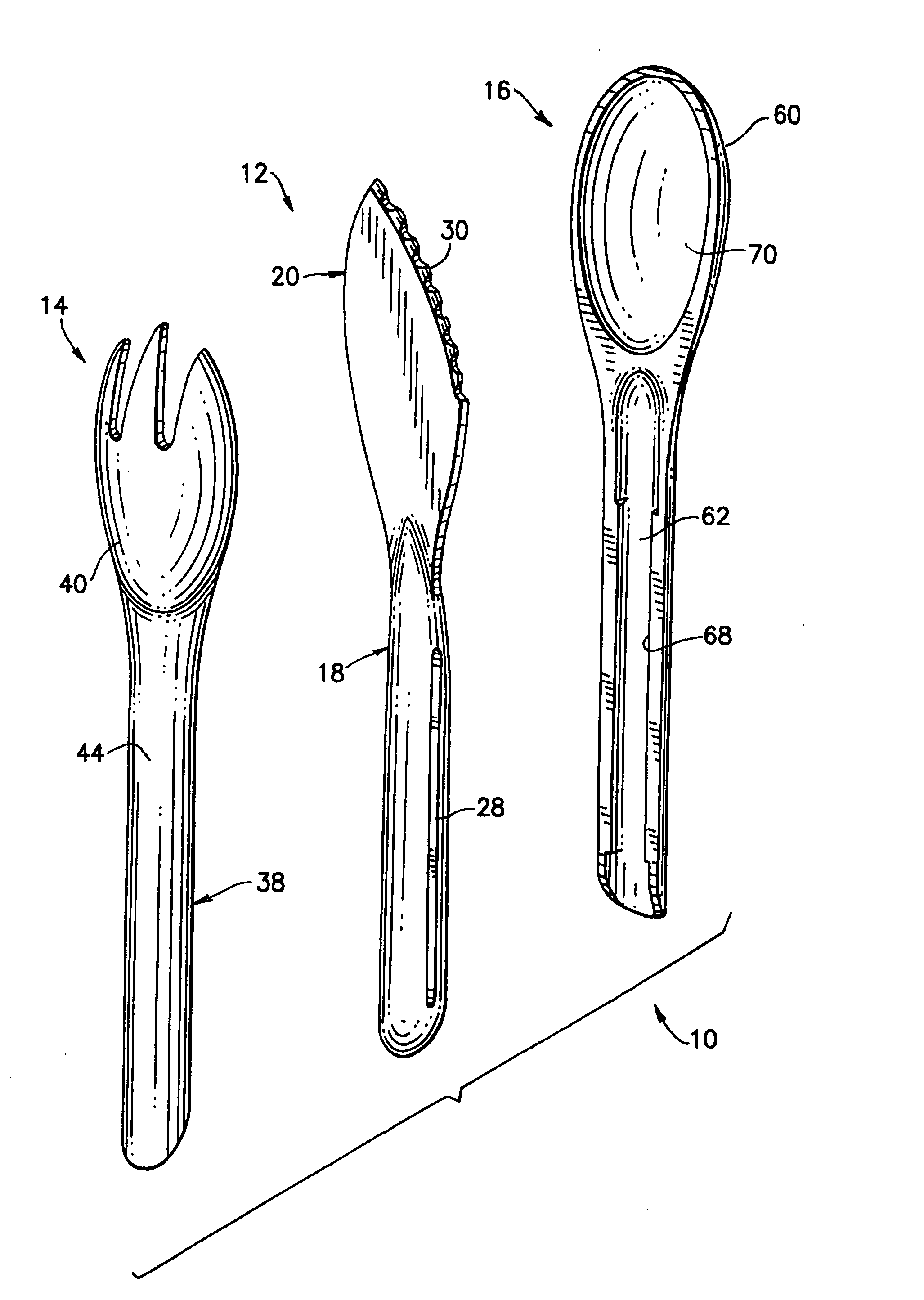 Snap-together eating utensil assembly