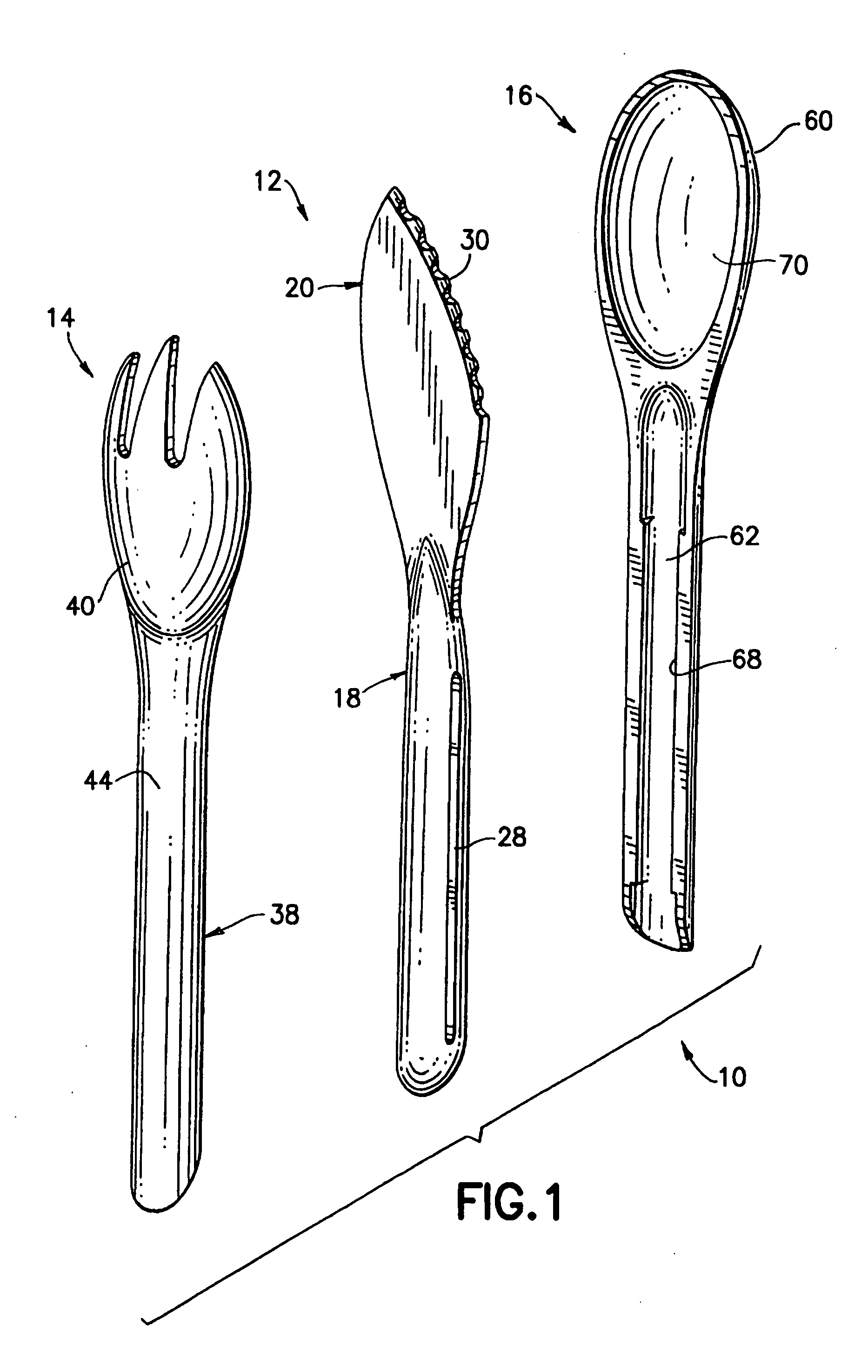 Snap-together eating utensil assembly