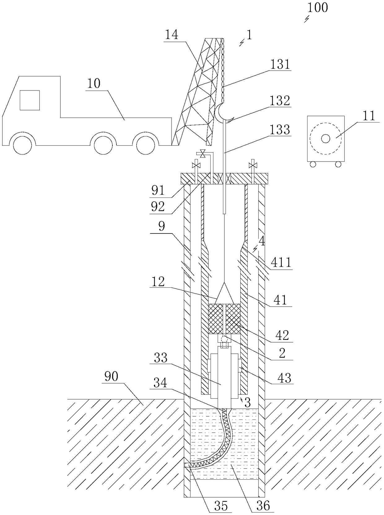 Radial horizontal well drilling device and method