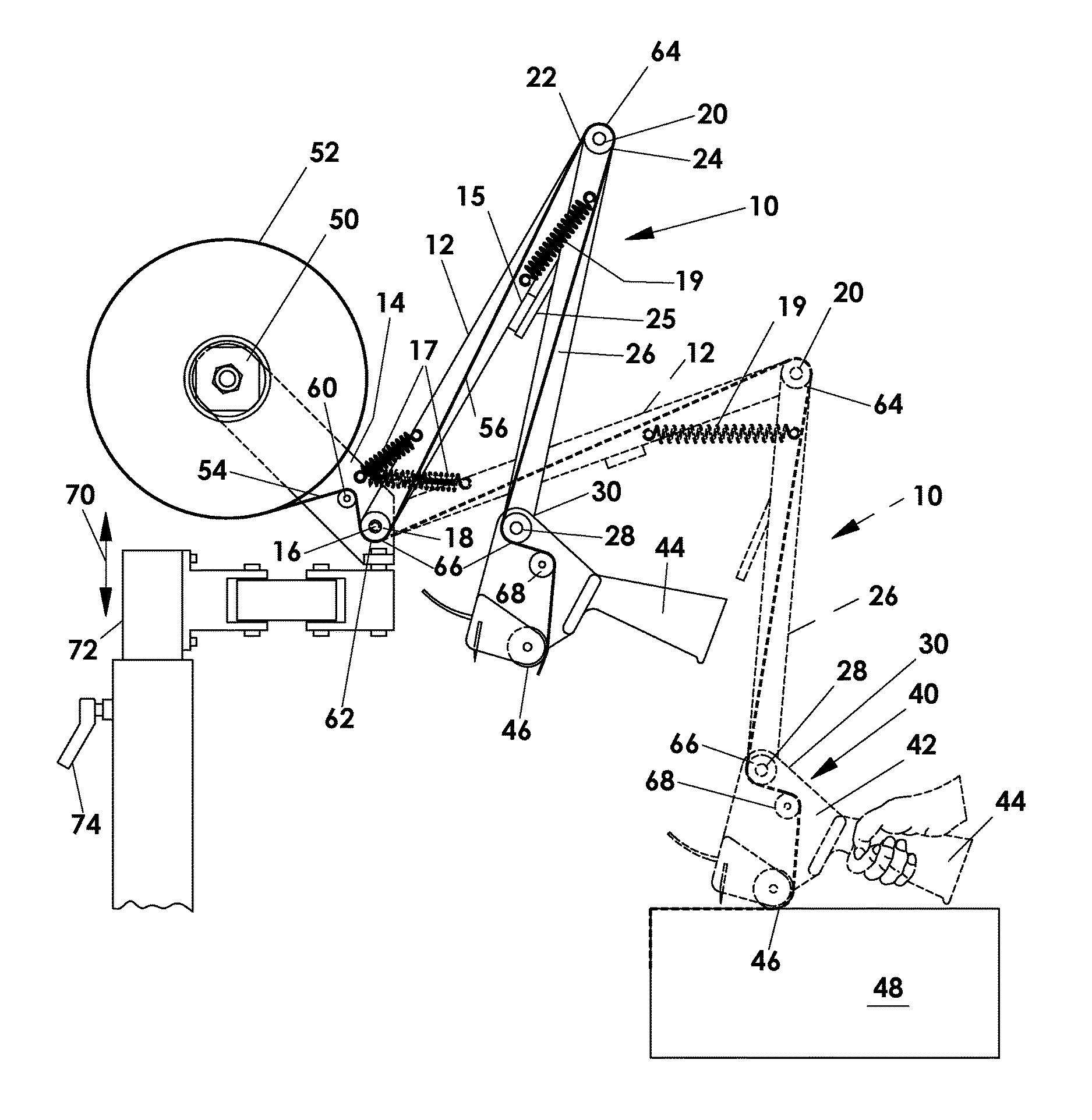 Guided tape applicator