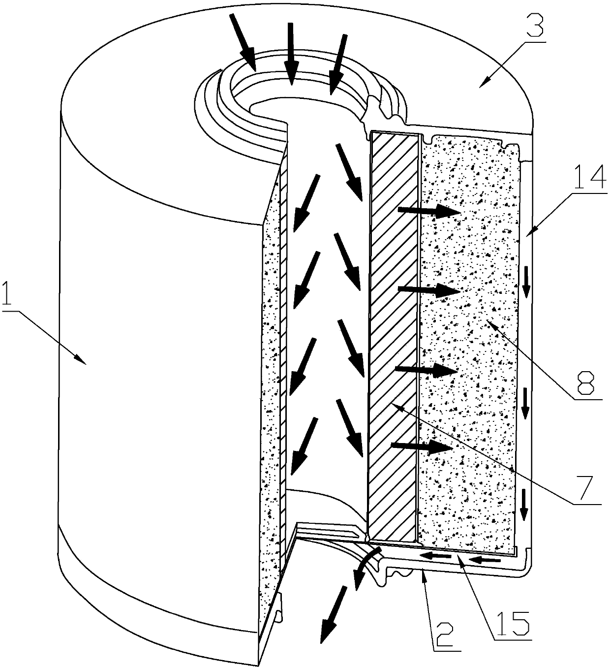 Three-proofing filtering element