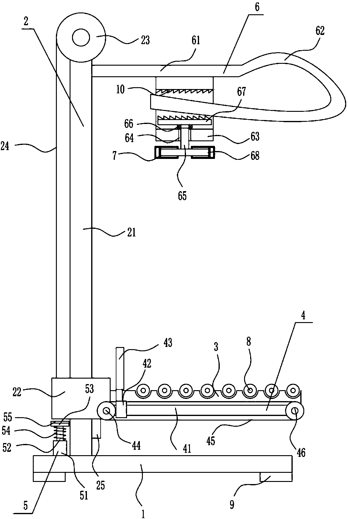 Brick conveying device for building construction