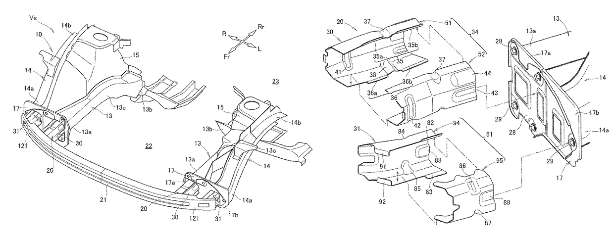 Vehicle body structure with impact absorbing part