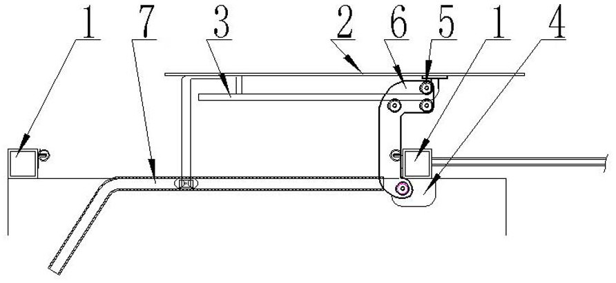 Rotating arm guide rail connecting structure