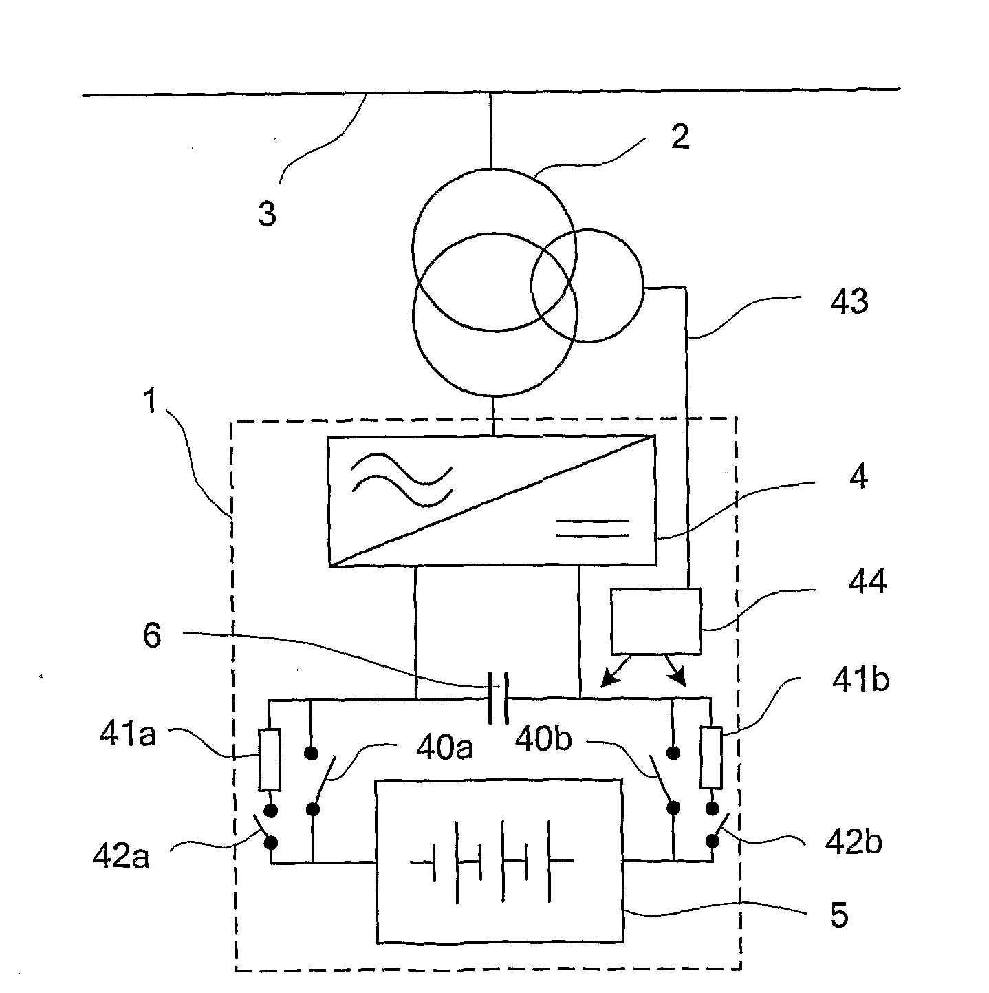 Power compensator and method for providing a black start with that compensator