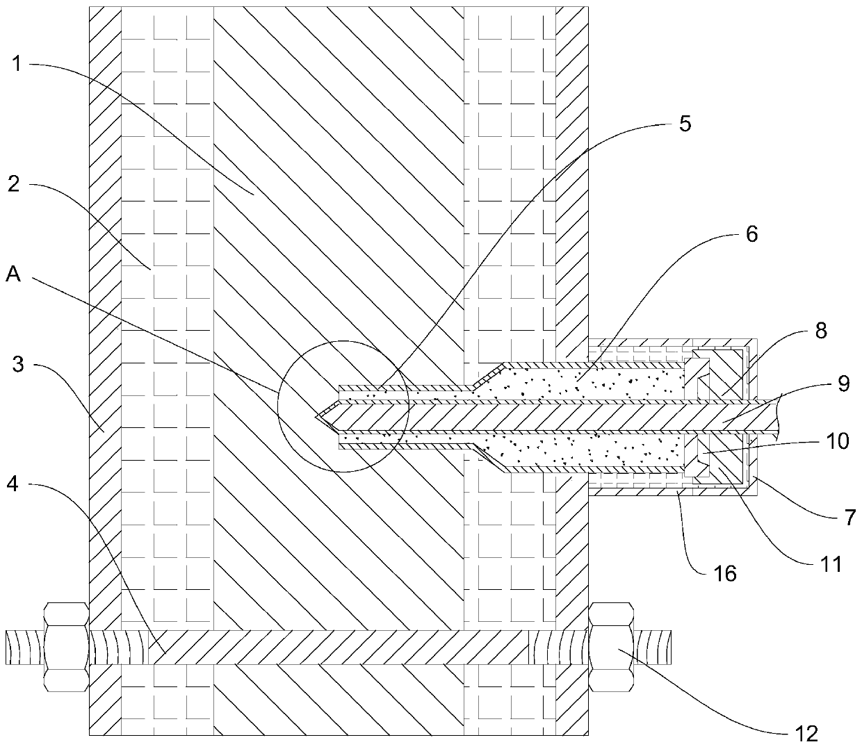 Thermocouple insulation sealing structure suitable for narrow plate