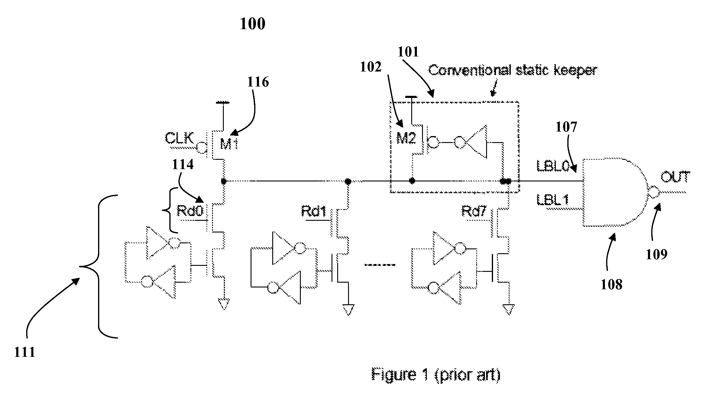 Compensation for leakage current from dynamic storage node variation by the utilization of an automatic self-adaptive keeper