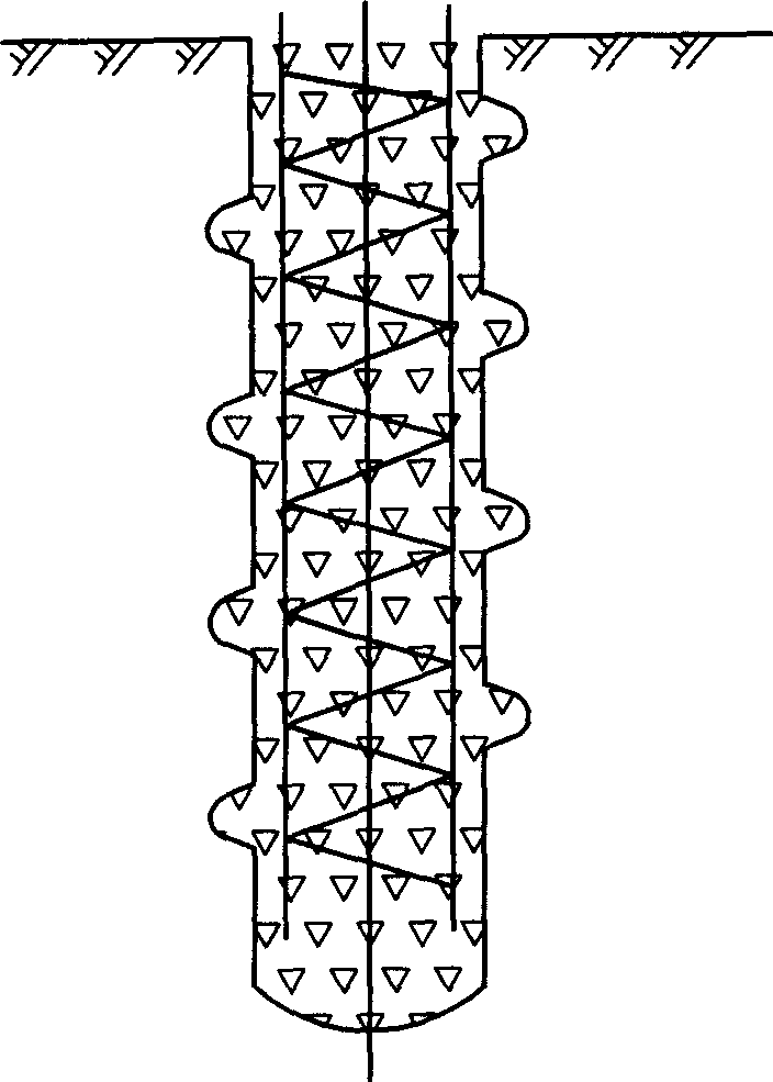 Grouted screw pile ,construction method therefor and grouting arrangement employing same