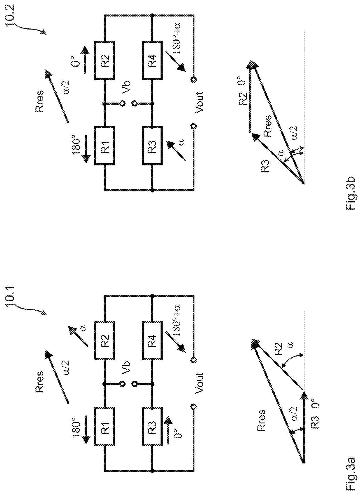 Magnetoresistive wheatstone measuring bridge and angle sensor having at least two such measuring bridges