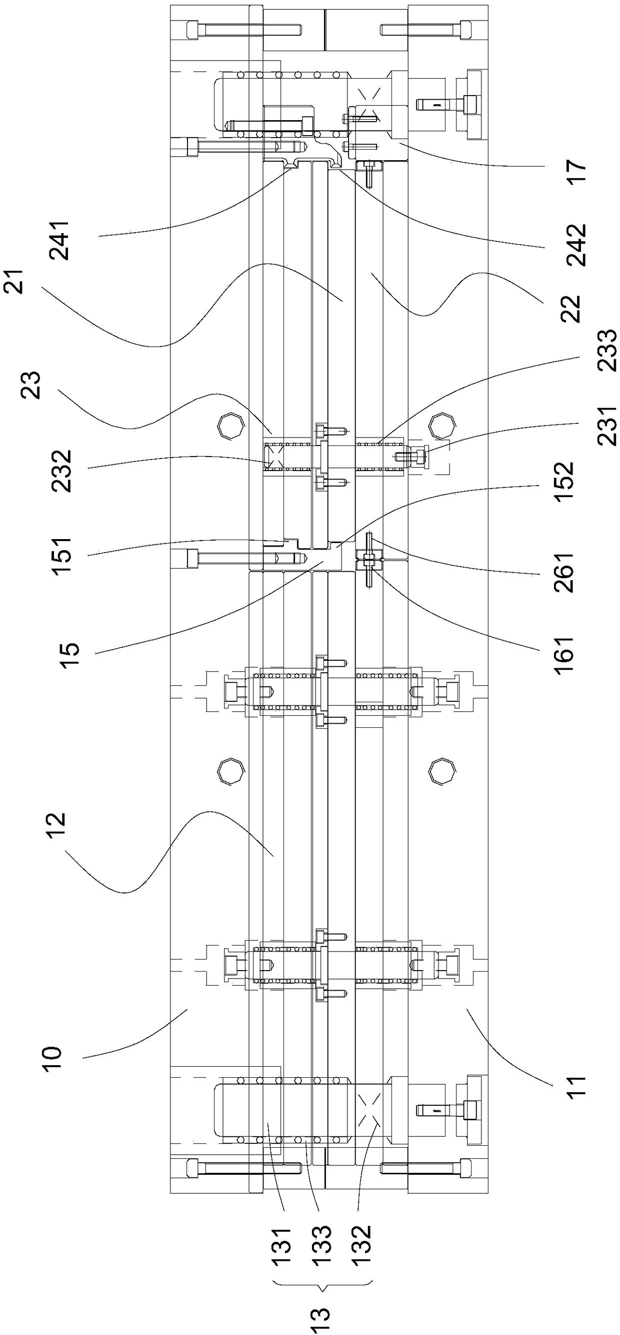 Stamping die with core replacement structure