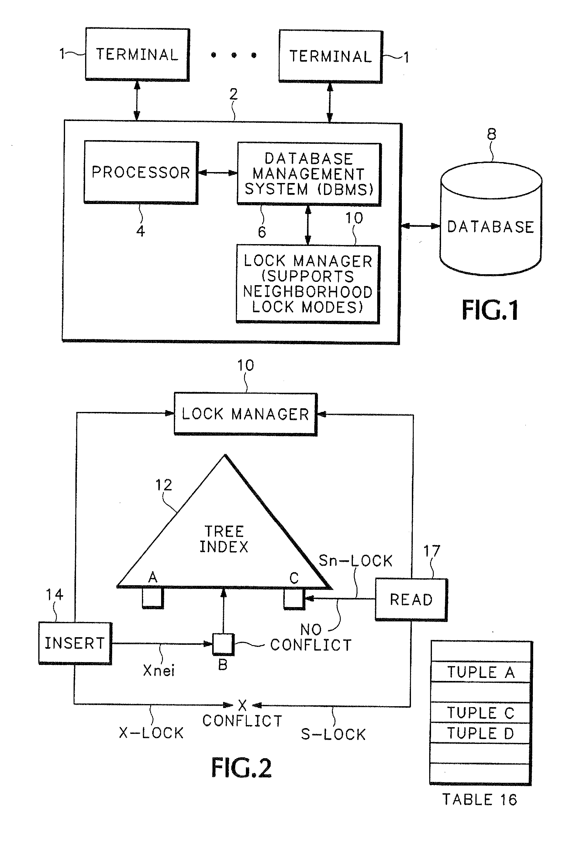 Neighboring locking technique for increasing concurrency among transactions