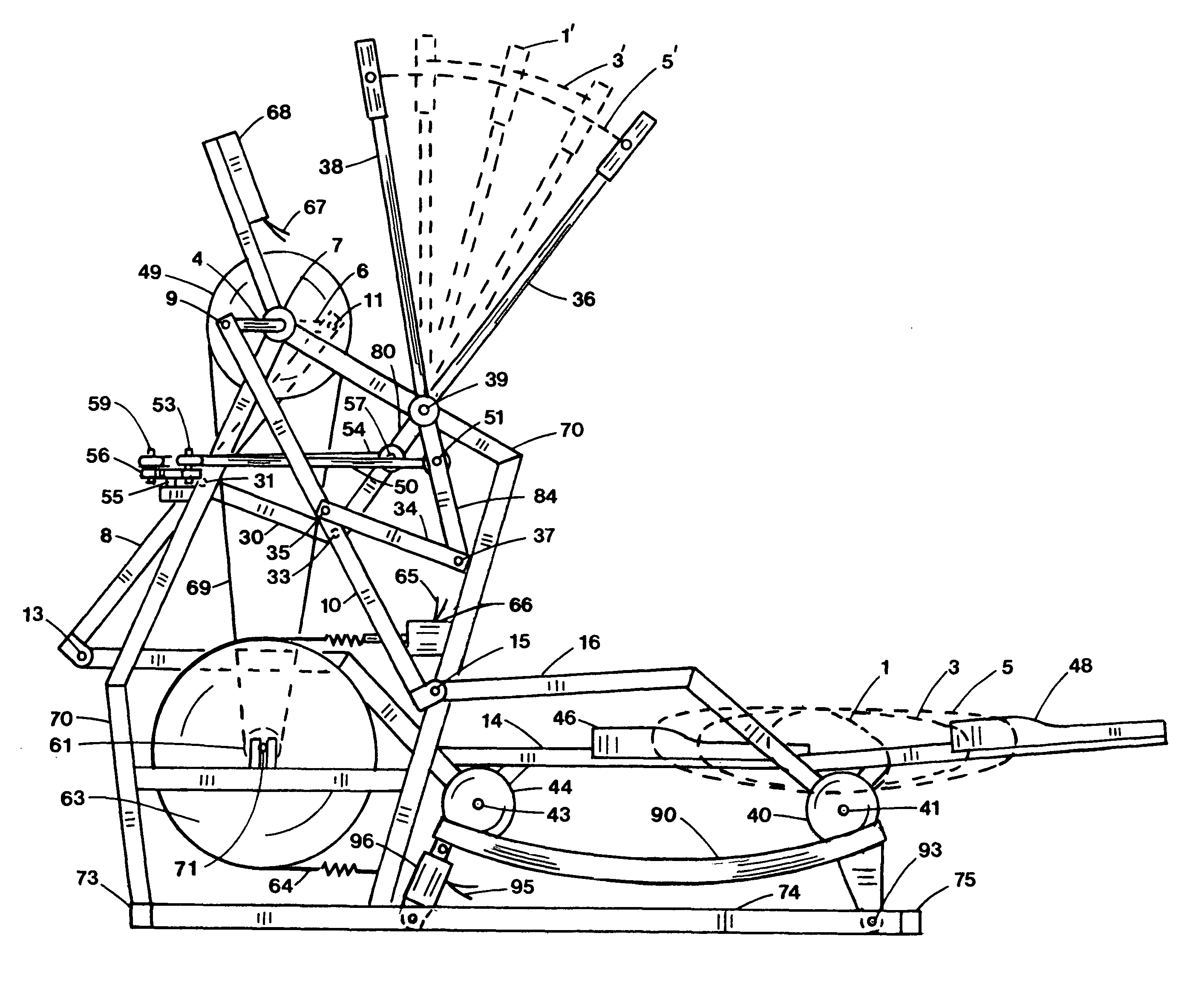 Free stride elliptical exercise apparatus