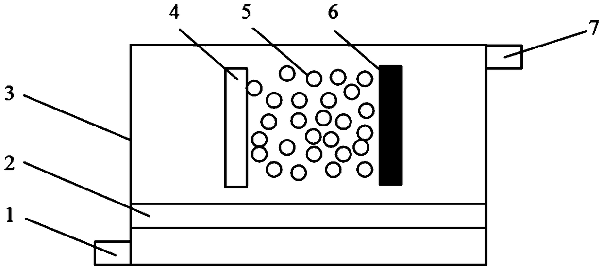 Preparation method of catalyst for removing ammonia nitrogen in landfill leachate by electrolyzing and electrolyzing device thereof.