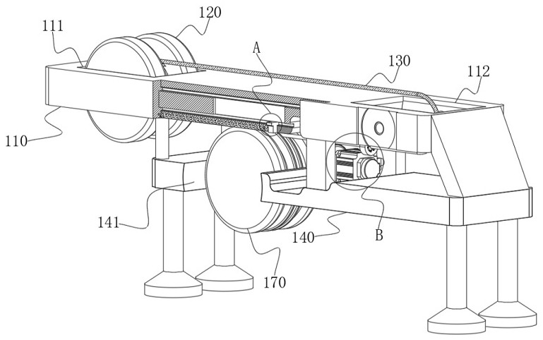 Equipment for cutting cable moving in horizontal direction