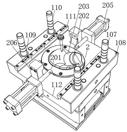 Steering gear box chassis connecting sleeve injection mold and injection method