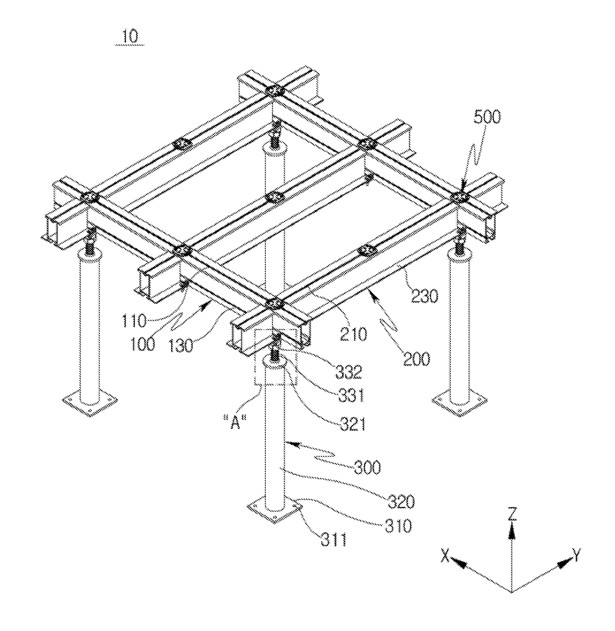 Structure for supporting access floor panel