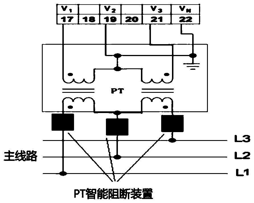 PT intelligent blocking device and method for power line