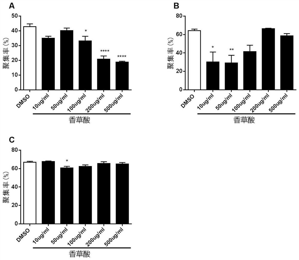 Application of vanillic acid in preparation of antiplatelet and antithrombotic drugs