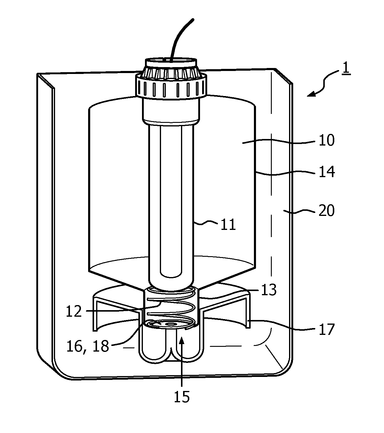 Device for subjecting a liquid to a purifying process