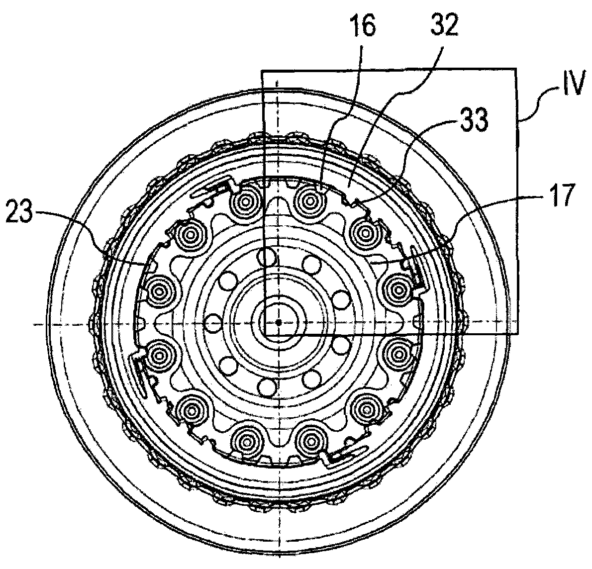 A torque transfer device connected with a torque converter with the aid of gear engagement