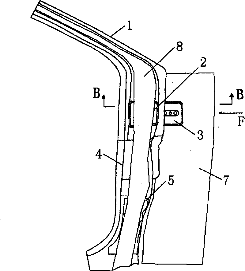 A-column reinforced assembly of car body and A-column reinforced structure of car body using same