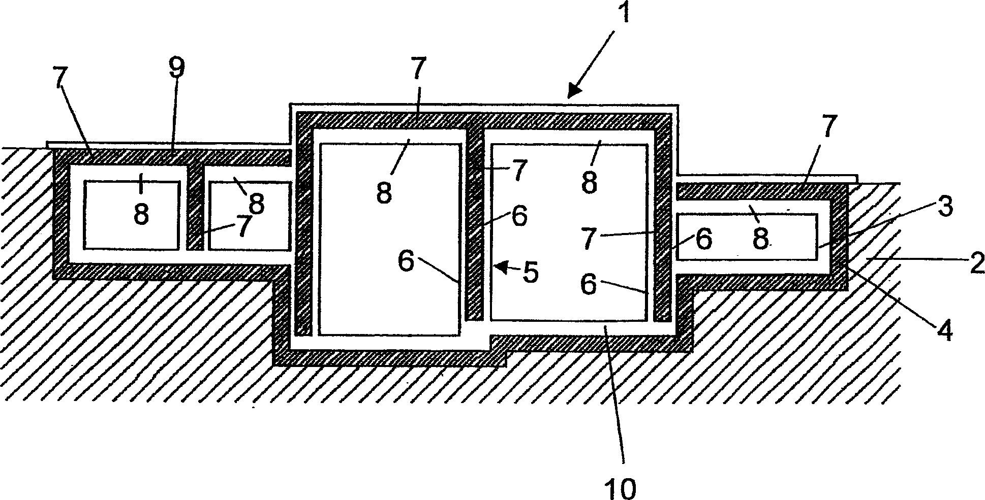 Construction for buildings protected against radiation