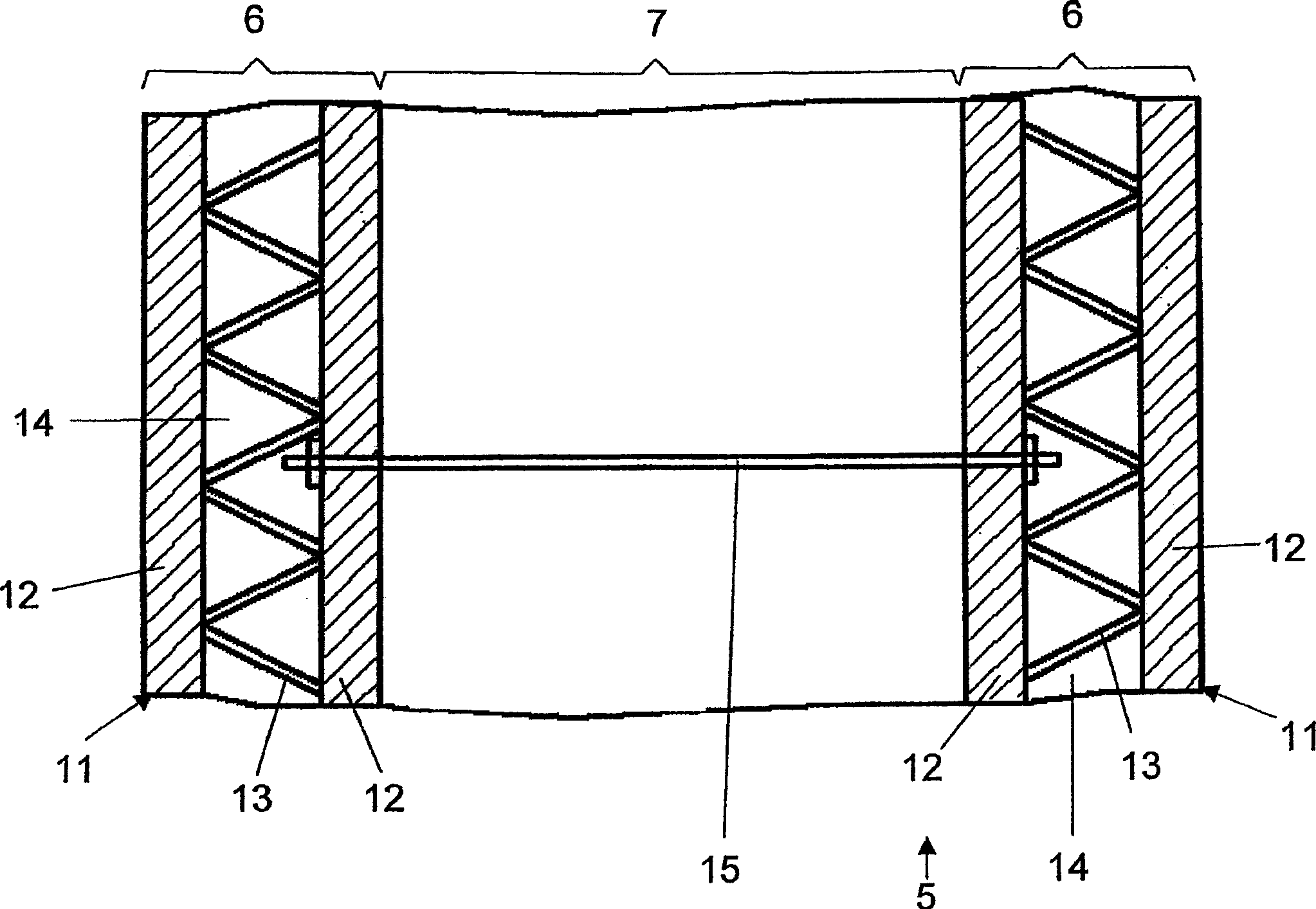 Construction for buildings protected against radiation