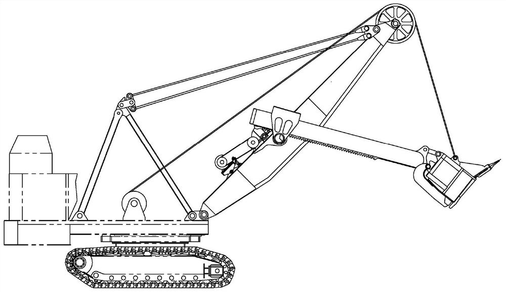 Mining excavator working mechanism and mining excavator