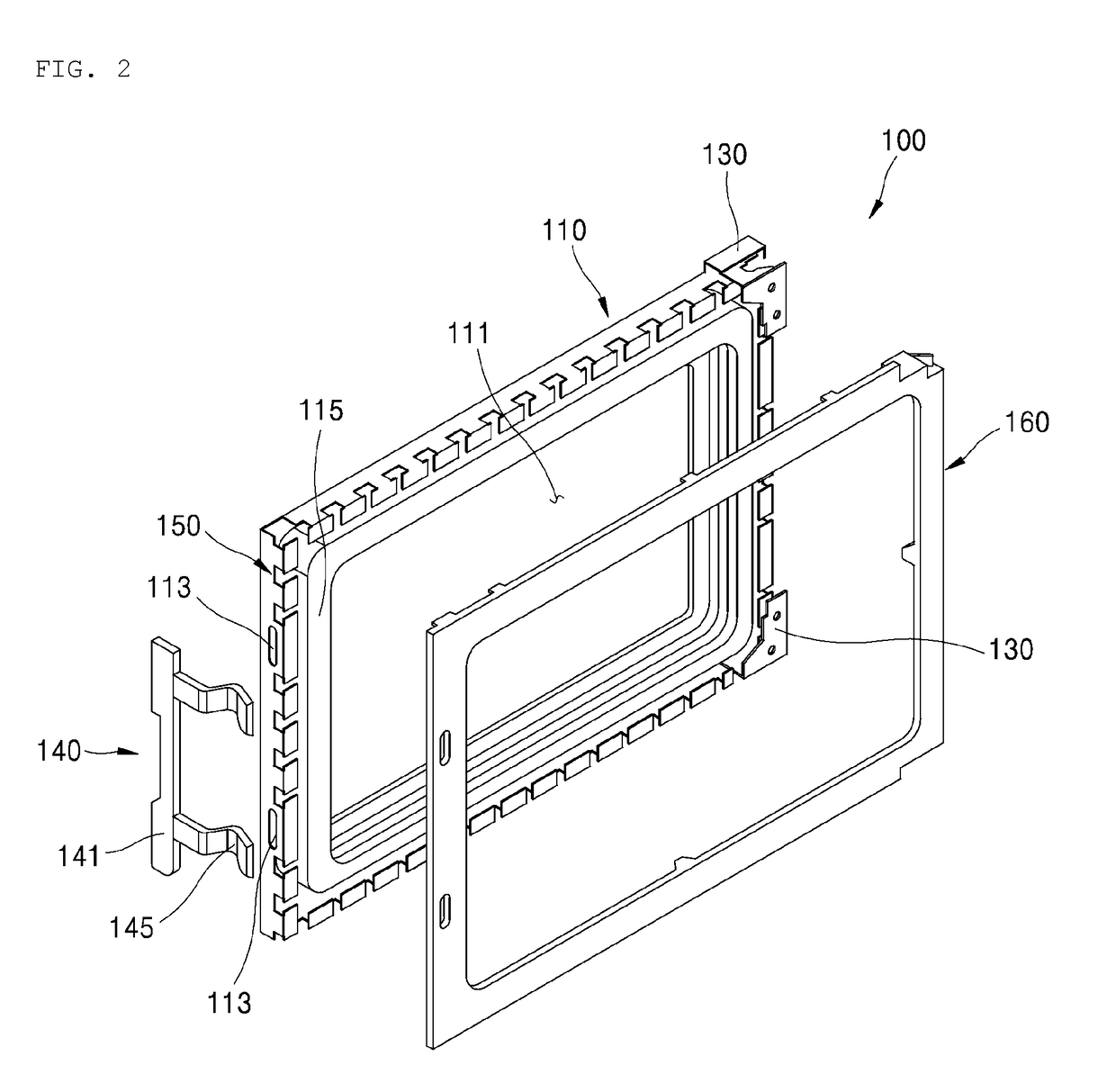 Structure for shielding electromagnetic waves, door and cooking appliance therewith